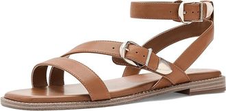 Vince Camuto Neiko Double Buckle Strappy Flat Sandals Womens Sandals Golden Walnut : 6.5 M, Leather