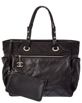 Chanel Black Quilted Leather Paris Biarritz Tote B (Authentic Pre-Loved)