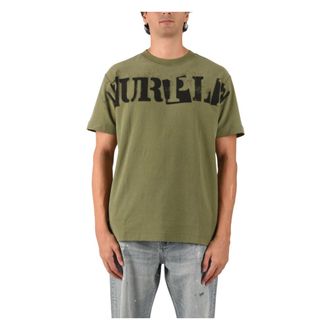 Purple T-shirt Girocollo con Stampa Frontale - - Tops - Uomo - Verde - 2XL