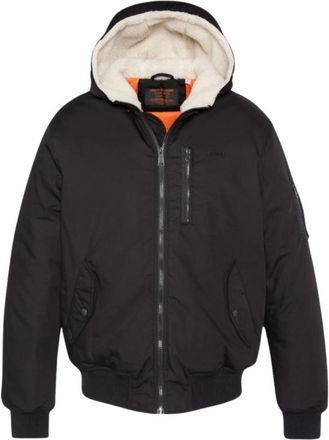 Schott NYC Schott Nyc, Jassen, Heren, Zwart, L, Katoen, Fleece-Gevoerde Jas met Capuchon