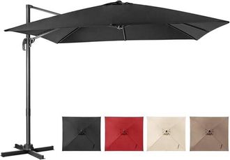 Costway Costway Sombrilla Terraza Exterior 3x3m Con Base Cruzada, Sombrilla Rectangular 3 Inclinaciones, Rotaci&oacute;n 360&deg;, Parasol Excentrico Grande Jardin Terra