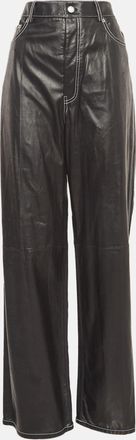 Helmut Lang Black Leather Straight Leg Pants