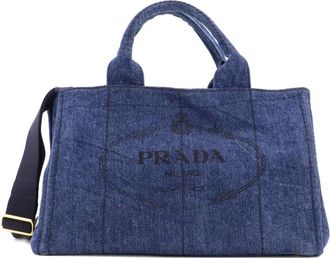 Prada Borsa tote Canapa media denim convertibile - Blu