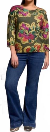 Tribal 3/4 Sleeve Crewneck Sweater In Multi