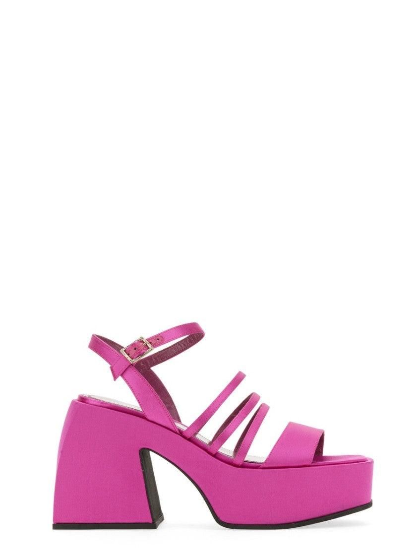 サンダル・ミュール Nodaleto Satin Pink Bulla Chibi Sandals Bulla Chibi satin platform sandals in pink - Nodaleto