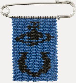 Vivienne Westwood Beaded Charm Pin Woven Beading Blue-black One Size Unisex