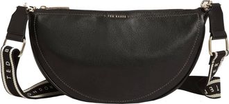 Ted Baker Womens Webbing Leather Half Moon Crossbody Bag, Black