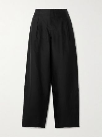 Staud Pantaloni A Gamba Larga In Twill Pierre - Nero