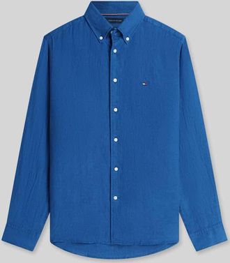 Tommy Hilfiger Regular Fit Freizeithemd aus reinem Leinen in Jeansblau, Gr&ouml;&szlig;e XXL