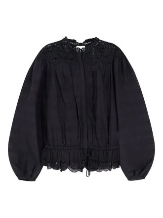 Isabel Marant Polly blouse met kant - Zwart