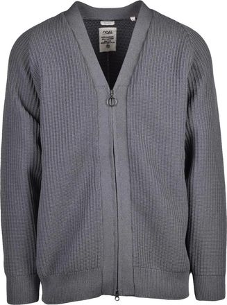 Nanam&iacute;ca Grey Ribbed Polyester V-Neck Zip Cardigan