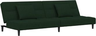 vidaXL Sof&aacute; Cama De 2 Plazas Con Dos Almohadas Terciopelo Verde Oscuro Vidaxl