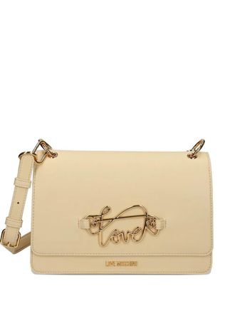 Love Moschino logo-plaque shoulder bag - women - Polyurethane - One Size - Neutrals