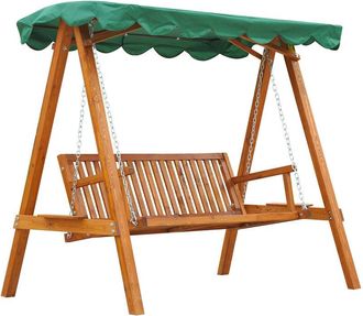 OUTSUNNY Swing Chair 3 Seater Swinging Wooden Hammock Garden Seat Outdoor Canopy Green