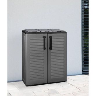 Dmora Armario De Basura Para Exteriores O Internos, Puerta M&oacute;vil 3 Bolsas A 2 Puertas Para Colecci&oacute;n Separada, 100% Made In Italy, 68x37h84 Cm, Color Gris -