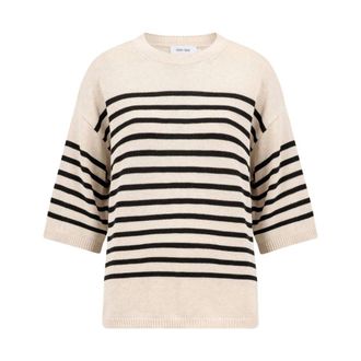 Knit-ted Korte Mouw Pullover Nanda - Dames - Truien - Beige - Maat: M