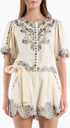 Christy Lynn Brynn Top In Ivory Ginkgo