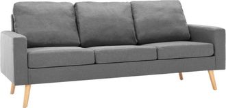 vidaXL Sof&aacute; De 3 Plazas Tela Gris Claro Vidaxl