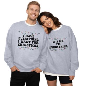 Generic Christmas Couples Matching Sweatshirt I Have Everything I Want for Christmas Jumper His Hers Xmas Pullover Sweatshirt(Men)