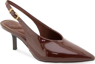 Kenneth Cole Ulysses Pointed Toe Slingback Pump in Hot Coco Patent at Nordstrom, Size 6.5