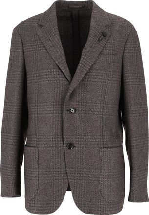 Lardini Brown Checkered Tailored Blazer