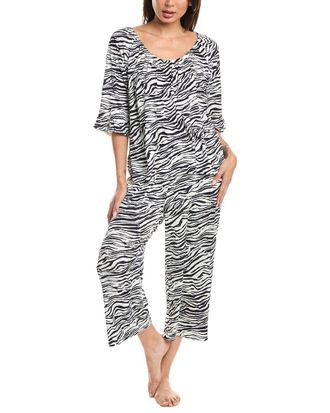 Ellen Tracy 2Pc Off-The-Shoulder Top & Wide Leg Pajama Set