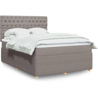vidaXL Vidaxl - Cama Box Spring Con Colch&oacute;n Tela Gris Taupe 140x190 Cm