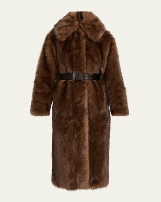 Moncler Arly Long Faux Fur Coat