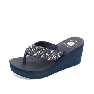 Yellow Box Womens Whittier Wedge Sandal In Navy Multi