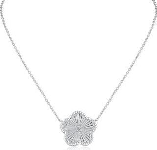 Kenneth Jay Lane CZ Clover Pendant Necklace in Clear/Silver at Nordstrom Rack, Size 16