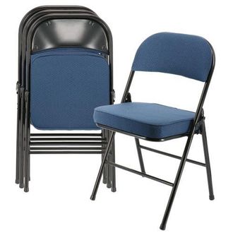 Elama 4 Piece Metal Folding Chair with 2.2 Inch Padded Seats in Dark Blue at Nordstrom