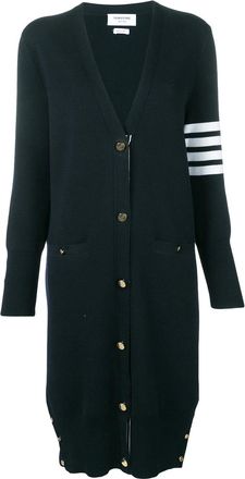 Thom Browne Milano Stitch lang vest met V-hals van fijne merinowol