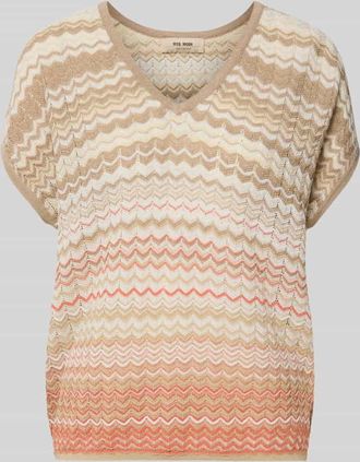 Mos Mosh Strickshirt mit V-Ausschnitt und Kapp&auml;rmeln Modell Shani in Offwhite, Gr&ouml;&szlig;e XL