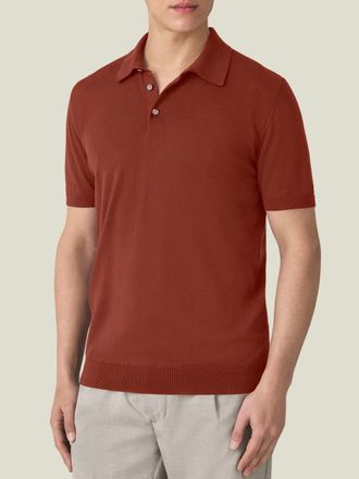 Luca Faloni Rust Cotton (Knitted) Knitted Polo