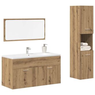 Berkfield Home 3 Piece Bathroom Furniture Set Artisan Oak Engineered Wood in Brown