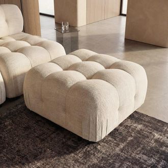 Maisons du monde Puf de tejido de poli&eacute;ster tramado beige arena