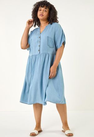 Roman Buttoned Shirt Dress