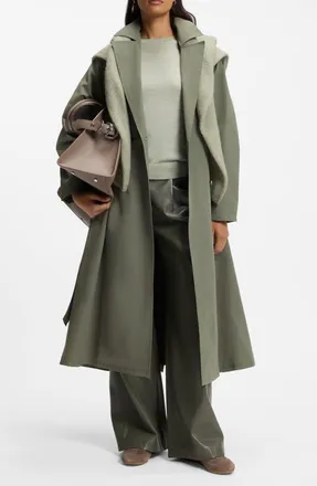 BOSS Calili Trench Coat in Tea Leaf at Nordstrom, Size 12