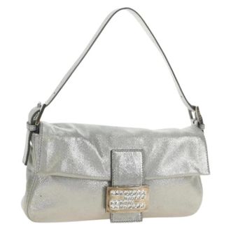 Fendi Pre-owned Vintage Leren Schoudertas - Dames - Pre-owned - Grijs - Maat: ONE Size Leer