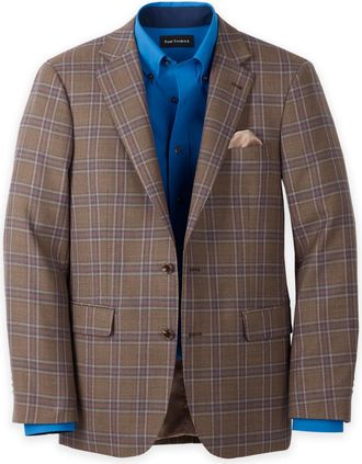 Paul Fredrick Wool Windowpane Single Breasted Notch Lapel Sport Coat