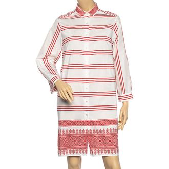 Max Mara White-Red Printed Cotton Short Shirt Dress