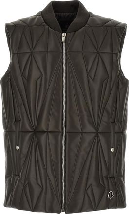 Rick Owens Brown Geometric Mock Collar Vest