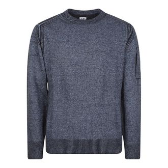C.P. Company C.p. Company, Truien & Vesten, Heren, Blauw, S, Wol, Gebreide trui met ronde hals van fleece