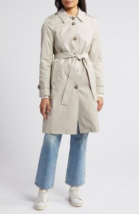 Via Spiga Water Repellent Back Button Trench Coat in Tone Cream at Nordstrom, Size Small