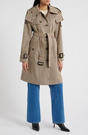 London Fog Water Resistant Belted Trench Coat in Check at Nordstrom, Size X-Large