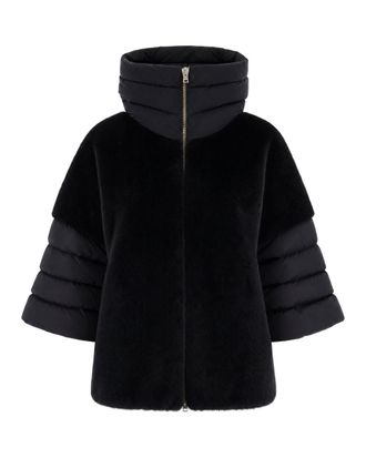 Herno Black Short Synthetic Fur Sleeves Down Jacket