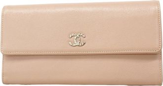 Chanel Pink Grained Calfskin Long Wallet (Bi-Fold) (Pre-Owned)