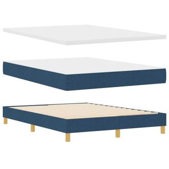 vidaXL Cama Tipo Box Spring Con Cabecera Azul 140 X 200 Cm Tela Vidaxl