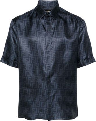 Fendi FF silk shirt - men - Silk - 39 - Blue
