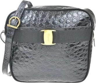 Ferragamo Pre-owned Cross Body Bags, female, Black, Size: ONE SIZE Pre-owned Leather Cross Body Bag